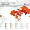 World Watch List 2023 -kartta, jossa näkyvät 50 maata, jotka ovat kaikkein vaarallisimmat kristityille.