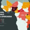 Kartta, jossa näkyy maittain Afrikassa kristittyihin kohdistuneiden väkivaltatapausten määrä