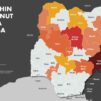 Nigeria kartta, jossa näkyy kristittyihin kohdistuneiden väkivaltatapausten määrä maassa