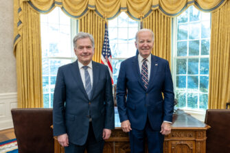 Sauli Niinisto ja Joe Biden Valkoisessa talossa.