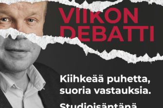 Kai Kortelainen promokuvassa, jossa on otsikkona Viikon debatti ja teksti: Kiihkeää puhetta, suoria vastauksia - Viikon debatti