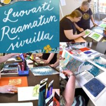 Kuvakollaasi, jossa askartelua Raamatun parissa
