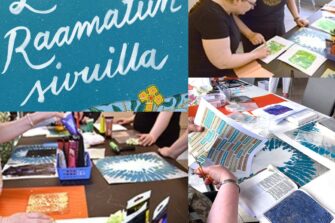 Kuvakollaasi, jossa askartelua Raamatun parissa