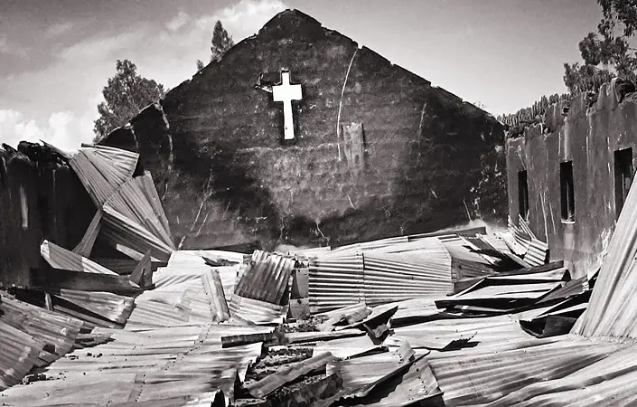 Poltetun kirkon rauniot Nigeriassa